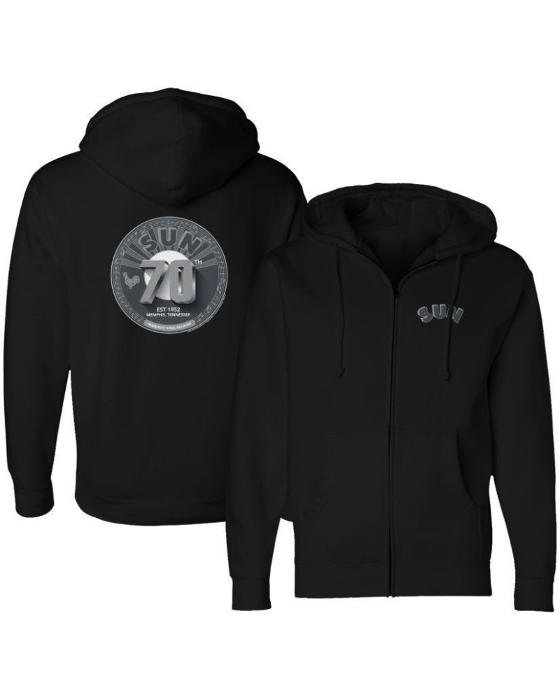 Sun Records Silver 70th Anniversary Zip Hoodie $27.30 Sweatshirts