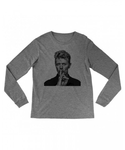 David Bowie Heather Long Sleeve Shirt | Bowie Black And White Photo Shirt $9.58 Shirts