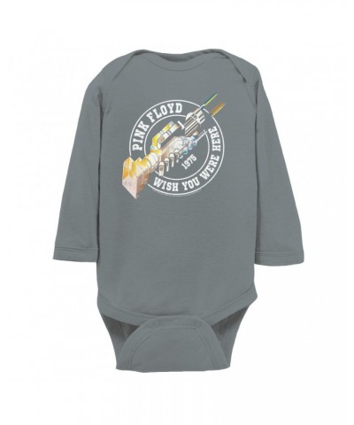 Pink Floyd Long Sleeve Bodysuit | Wish You Were Here Sticker Design Bodysuit $12.46 Shirts