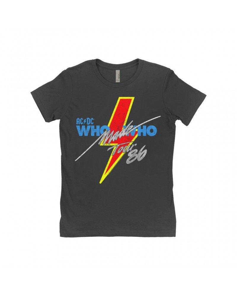 AC/DC Ladies' Boyfriend T-Shirt | Who Made Who Tour 1986 Shirt $12.48 Shirts