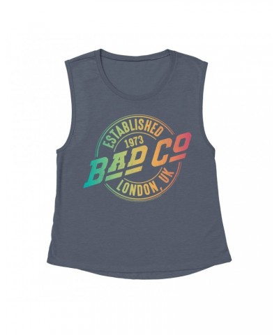 Bad Company Ladies' Muscle Tank Top | Rainbow Ombre Est. 1973 London Logo Shirt $14.83 Shirts