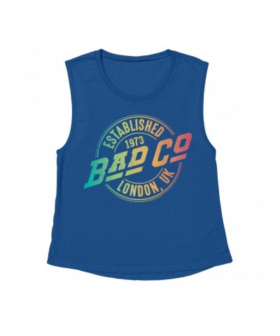 Bad Company Ladies' Muscle Tank Top | Rainbow Ombre Est. 1973 London Logo Shirt $14.83 Shirts