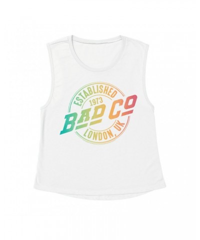 Bad Company Ladies' Muscle Tank Top | Rainbow Ombre Est. 1973 London Logo Shirt $14.83 Shirts