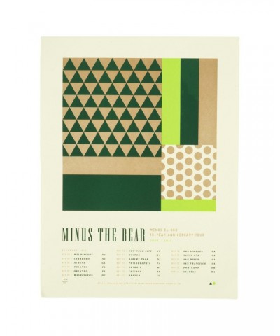 Minus the Bear Menos El Oso 10 Year Anniversary Tour Poster - White $5.66 Decor