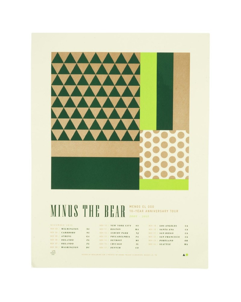 Minus the Bear Menos El Oso 10 Year Anniversary Tour Poster - White $5.66 Decor