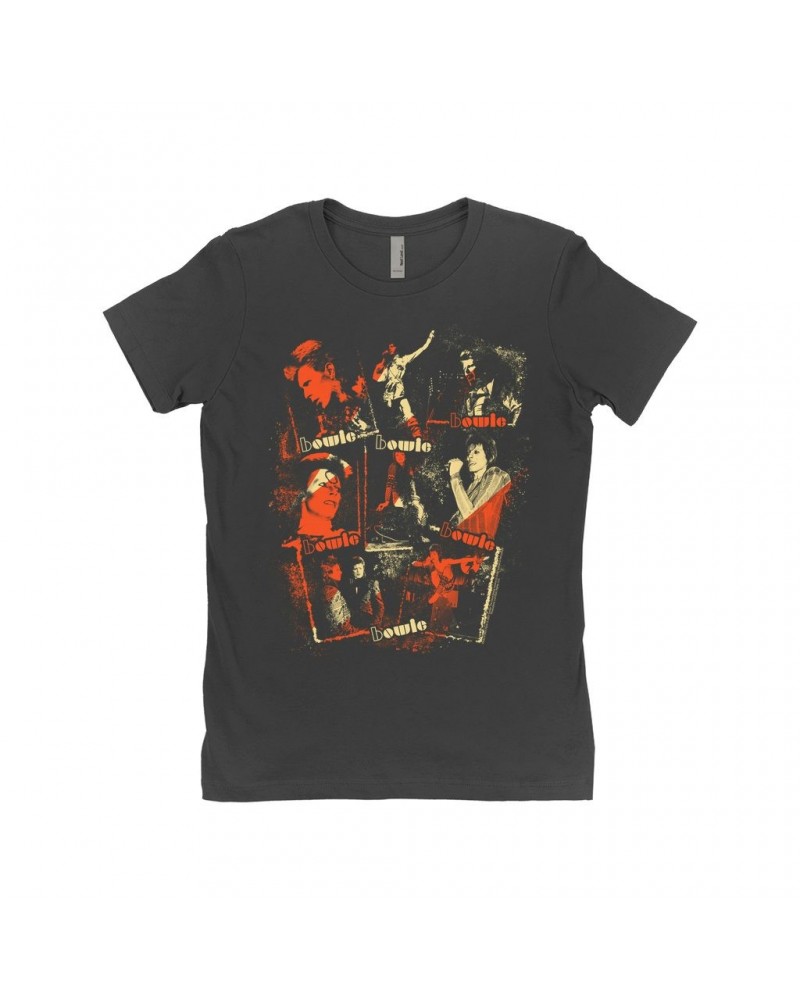 David Bowie Ladies' Boyfriend T-Shirt | Ziggy Stardust Photo Collage Distressed Shirt $10.23 Shirts