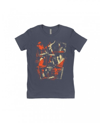 David Bowie Ladies' Boyfriend T-Shirt | Ziggy Stardust Photo Collage Distressed Shirt $10.23 Shirts