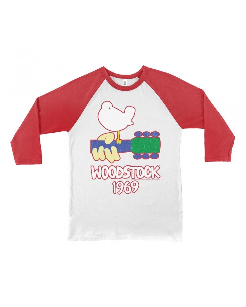 Woodstock 3/4 Sleeve Baseball Tee | 1969 Music Festival Outline Shirt $10.48 Shirts