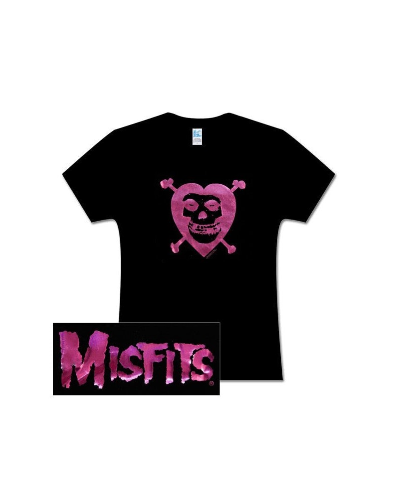 Misfits Heart & Crossbones Black Fitted Women's Tee $12.25 Shirts