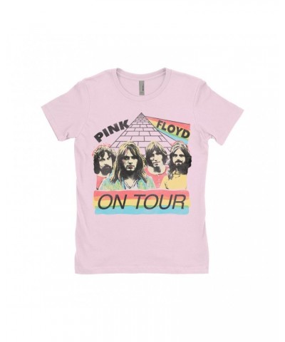 Pink Floyd Ladies' Boyfriend T-Shirt | 1980 Live In Concert Colorful Design Distressed Shirt $8.73 Shirts