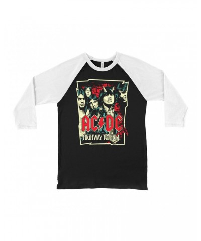 AC/DC 3/4 Sleeve Baseball Tee | Highway To Hell Red Design Shirt $14.08 Shirts