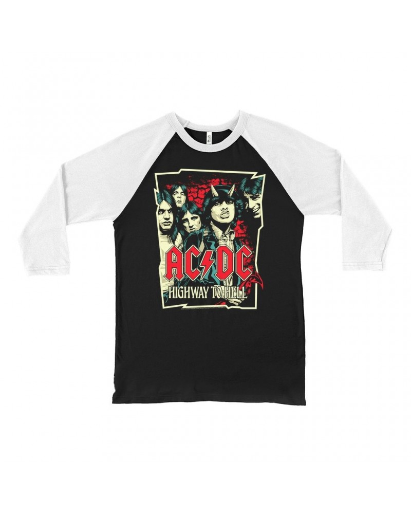 AC/DC 3/4 Sleeve Baseball Tee | Highway To Hell Red Design Shirt $14.08 Shirts