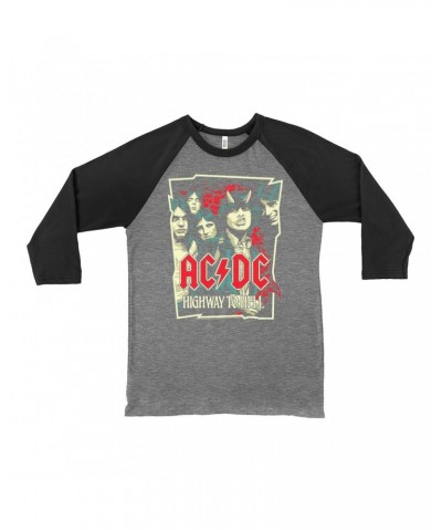 AC/DC 3/4 Sleeve Baseball Tee | Highway To Hell Red Design Shirt $14.08 Shirts