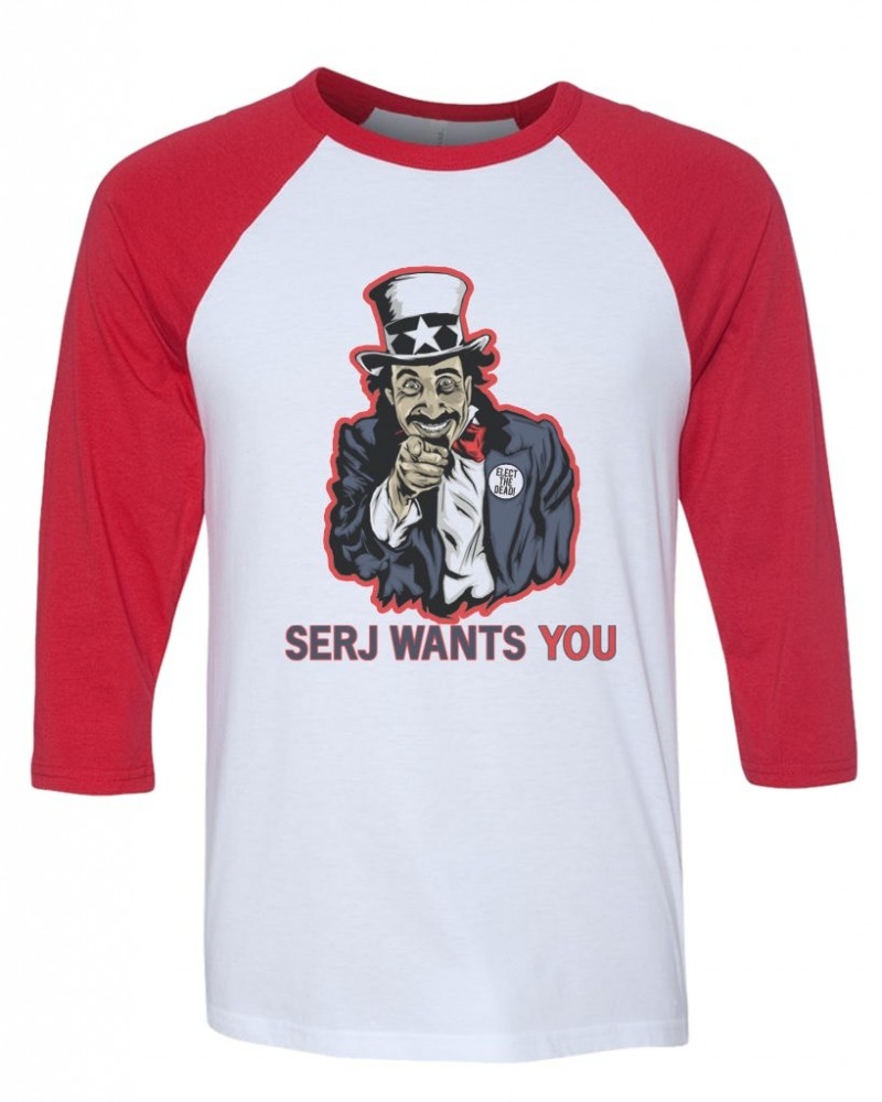 Serj Tankian Men's | Serj Wants You | 3/4 Sleeve Baseball Tee $14.70 Shirts