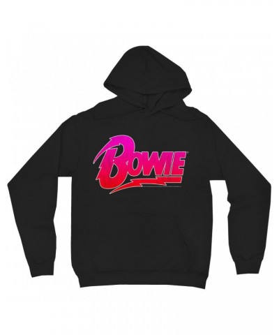 David Bowie Hoodie | Pink and Red Bowie Logo Hoodie $17.18 Sweatshirts