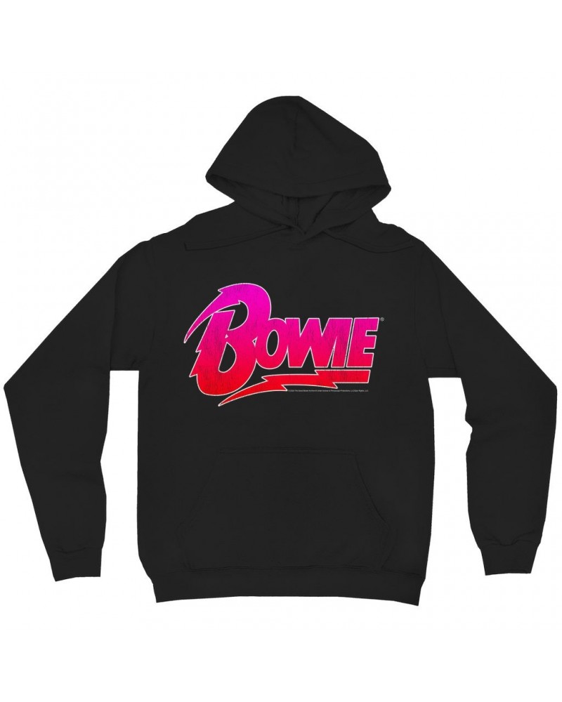 David Bowie Hoodie | Pink and Red Bowie Logo Hoodie $17.18 Sweatshirts