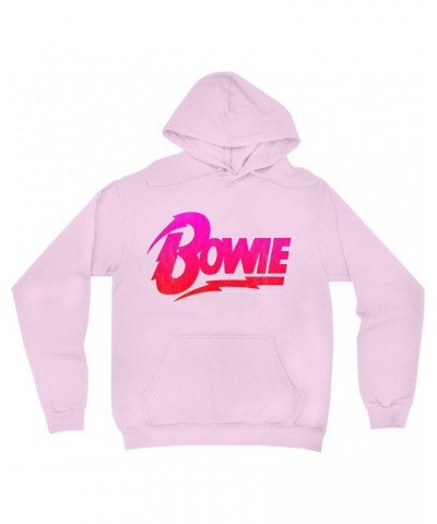 David Bowie Hoodie | Pink and Red Bowie Logo Hoodie $17.18 Sweatshirts