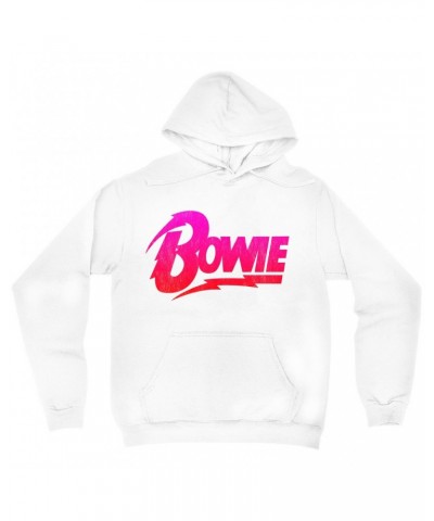 David Bowie Hoodie | Pink and Red Bowie Logo Hoodie $17.18 Sweatshirts