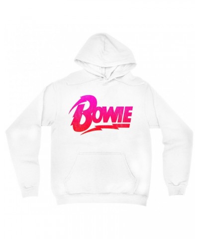 David Bowie Hoodie | Pink and Red Bowie Logo Hoodie $17.18 Sweatshirts