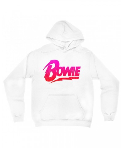 David Bowie Hoodie | Pink and Red Bowie Logo Hoodie $17.18 Sweatshirts