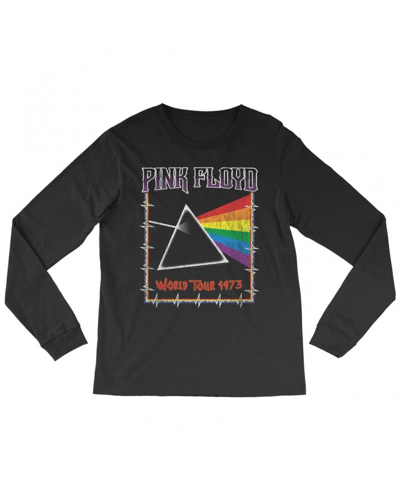 Pink Floyd Long Sleeve Shirt | World Tour 1980 Prism Design Distressed Shirt $14.98 Shirts