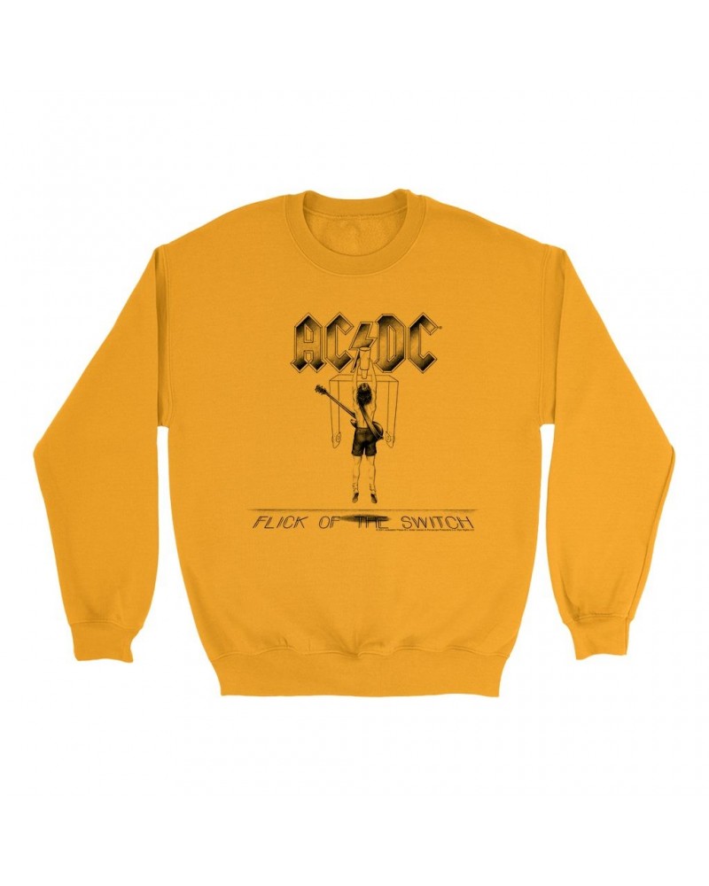 AC/DC Bright Colored Sweatshirt | Flick Of The Switch Album Sketch Sweatshirt $11.53 Sweatshirts