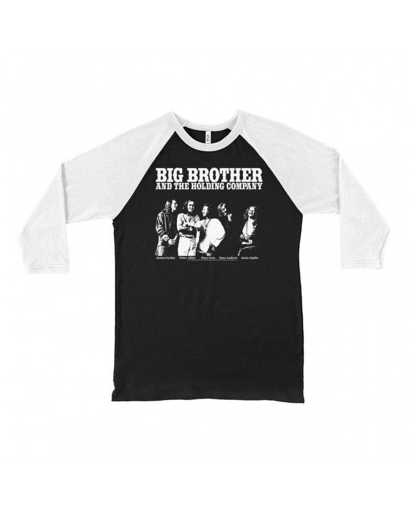 3/4 Sleeve Baseball Tee | Featuring Janis Joplin Black and White Photo Big Brother and The Holding Co. Shirt $10.48 Shirts