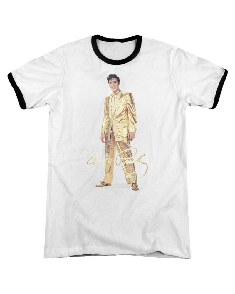 Elvis Presley Shirt | GOLD LAME SUIT Premium Ringer Tee $10.78 Shirts