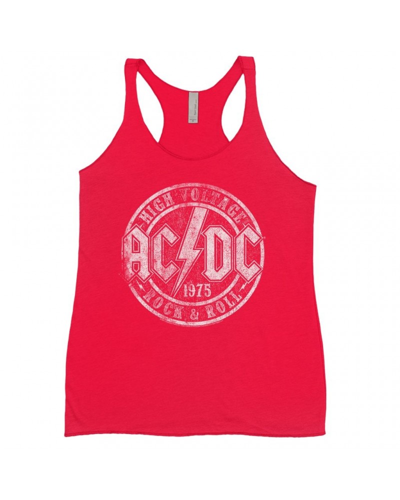 AC/DC Bold Colored Racerback Tank | Rock And Roll 1975 Stamped Design Distressed Shirt $10.13 Shirts