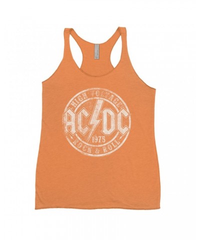 AC/DC Bold Colored Racerback Tank | Rock And Roll 1975 Stamped Design Distressed Shirt $10.13 Shirts